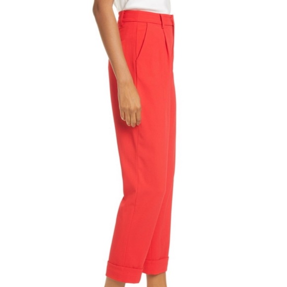 ALICE + OLIVIA Ardell Pleated Straight-Leg Pants Red size 6. - Picture 2 of 8